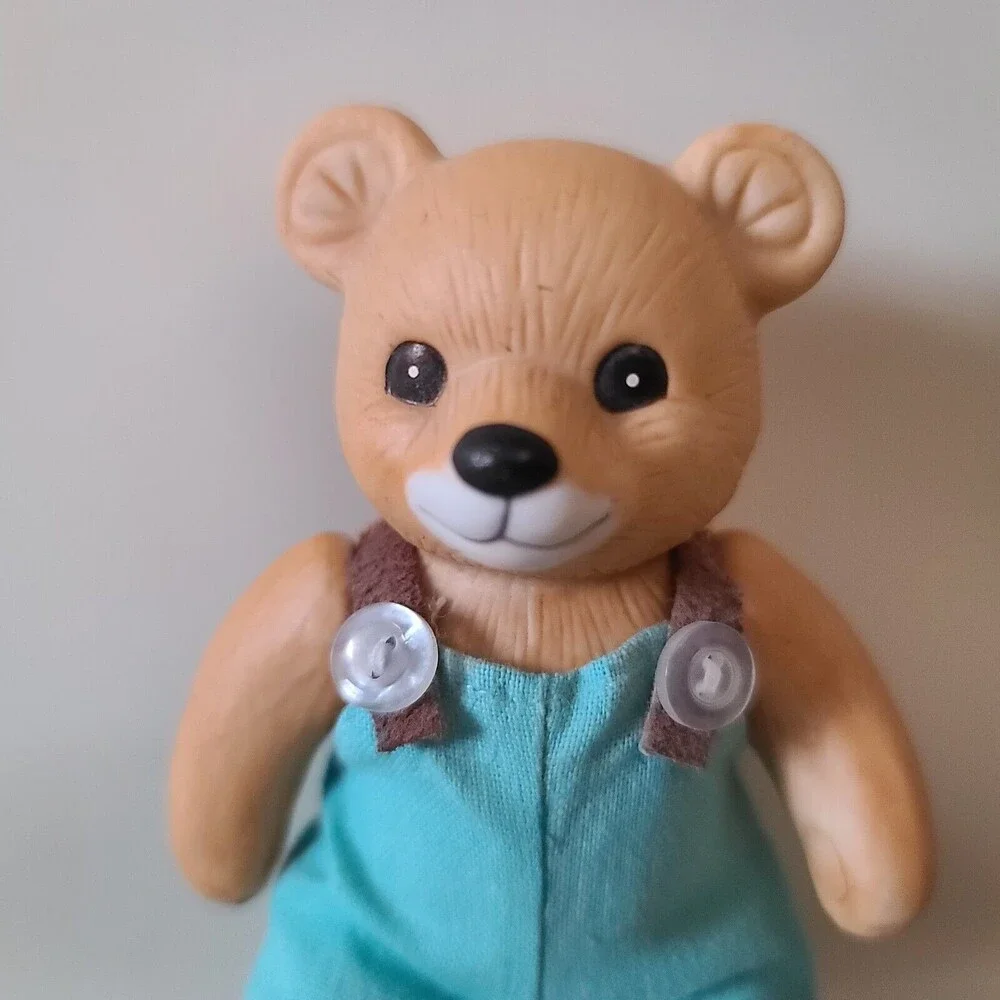 Homco Porcelain Teddy Bear Boy Jointed Fabric Clothing Vintage